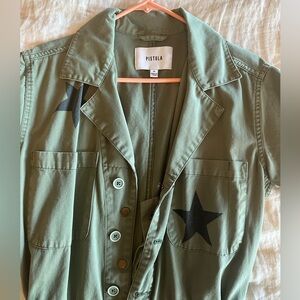 Pistola green jumpsuit with star pattern